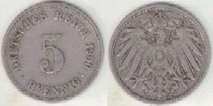1900 A Germany 5 Pfennig A008290